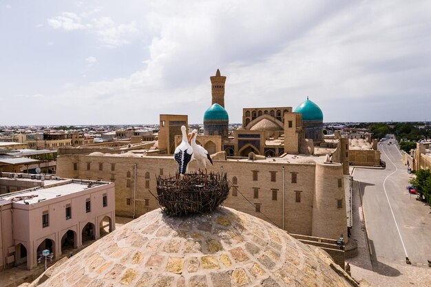 Foto vista aerea del centro storico della città di bukhara in uzbekistan