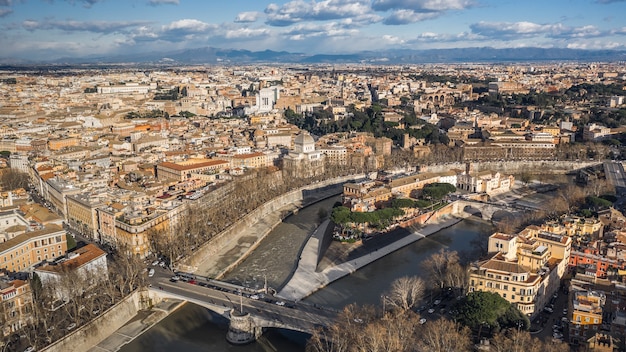 Aerial view of historic center of Rome