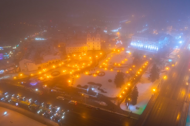 Aerial view of historical center of Minsk, Belarus