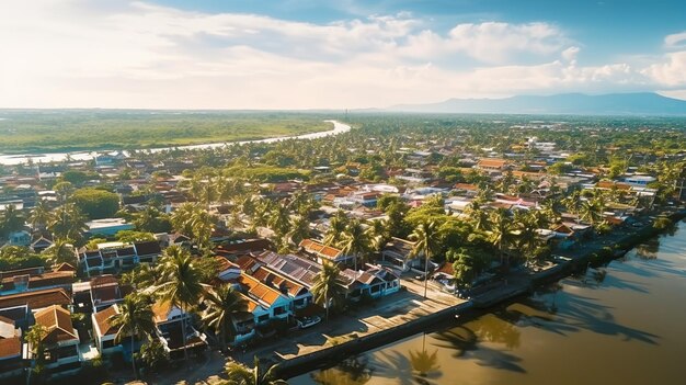 Aerial view of Hoi An ancient town at day Vietnam