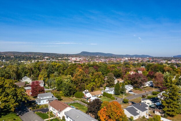 Aerial view of holyoke ma captured by drone in chicopee