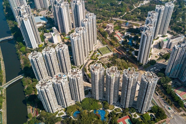 Aerial view of Hong Kong city