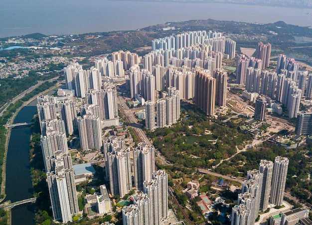 Aerial view of Hong Kong city