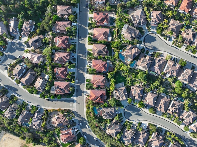 Aerial view of houses in vista carlsbad in north county of san diego california usa