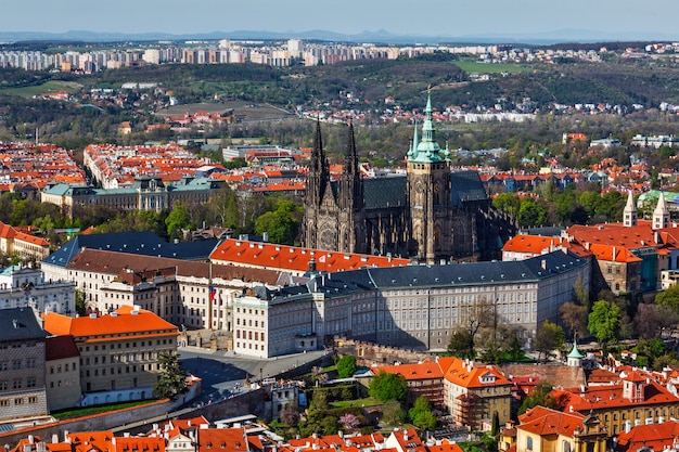 Aerial view of Hradchany: the Saint Vitus St. Vitt's Cathedral