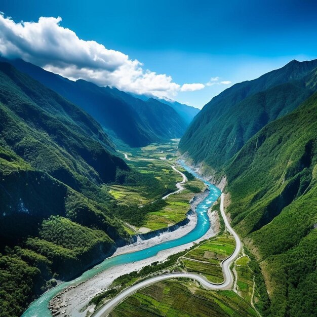 Aerial view of hualien taroko valley in taiwan