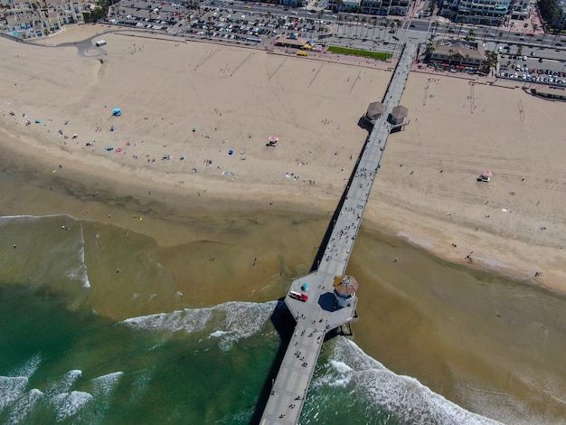 Aerial view of Huntington Beach with the pier California USA