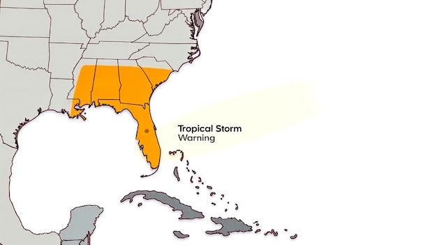 Photo aerial view hurricane approaching florida gulf coast severe weather alert map tropical storm warning climate crisis impact