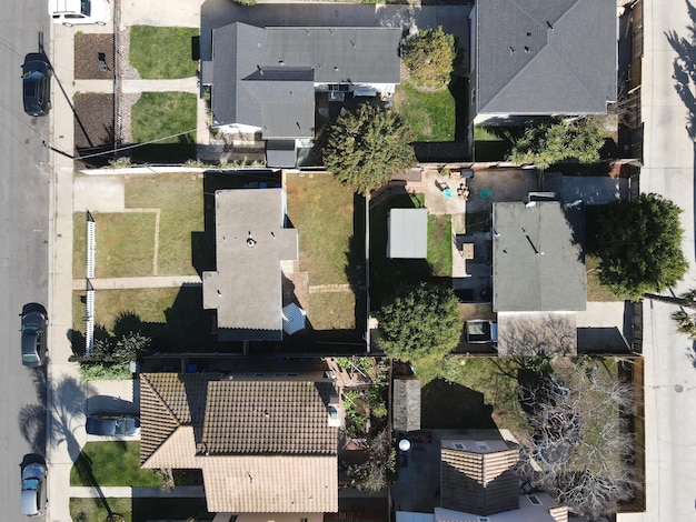 Aerial view of Imperial beach residential area and San Diego Bay on the background, San Diego, Calif