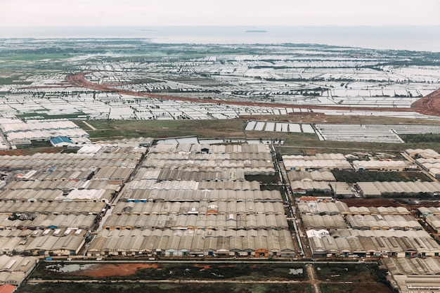 Aerial view of Industrial area in uptown of Jakarta, Indonesia. 