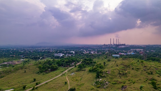 Photo aerial view of an industrial city in india