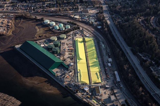 Aerial view of an Industrial Site in Port Moody