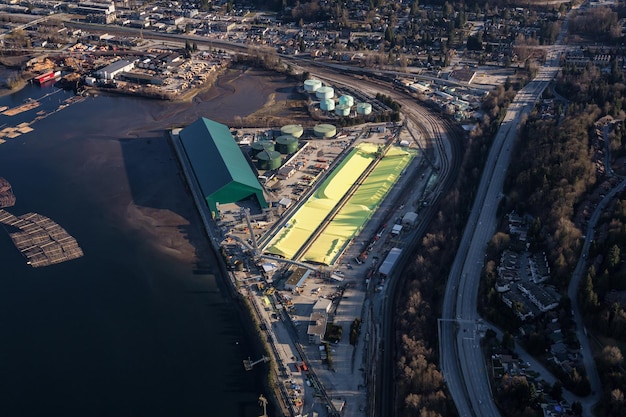 Aerial view of an Industrial Site in Port Moody