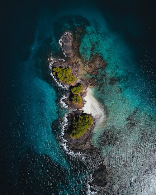 aerial view of island on sea