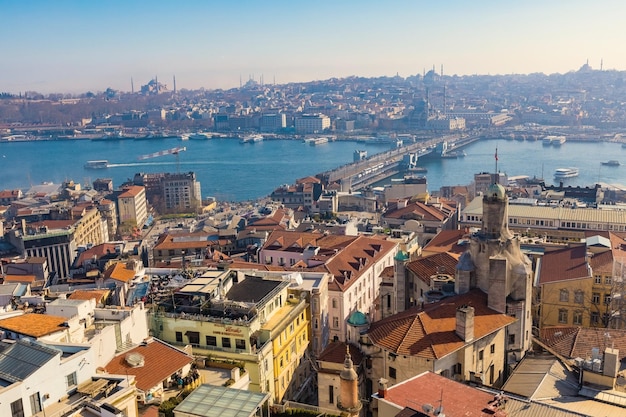 Aerial view of Istanbul from Galata tower Istanbul panorama from the top