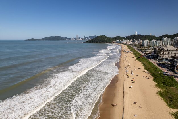 Aerial view of Itajai Santa Catarina Brazil and Praia Brava Beach