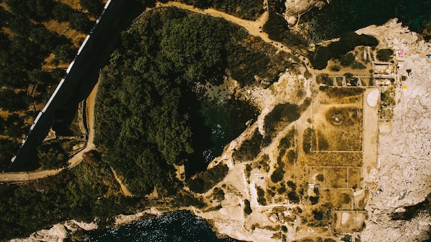 Aerial view of italian holiday island capri with beautiful nature