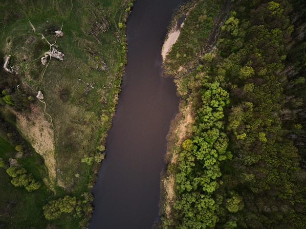 Aerial view of iver Sluch in Gubkiv Rivne region