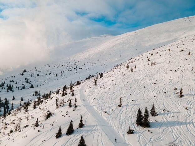 Aerial view of jasna ski resort slop and free ride zone