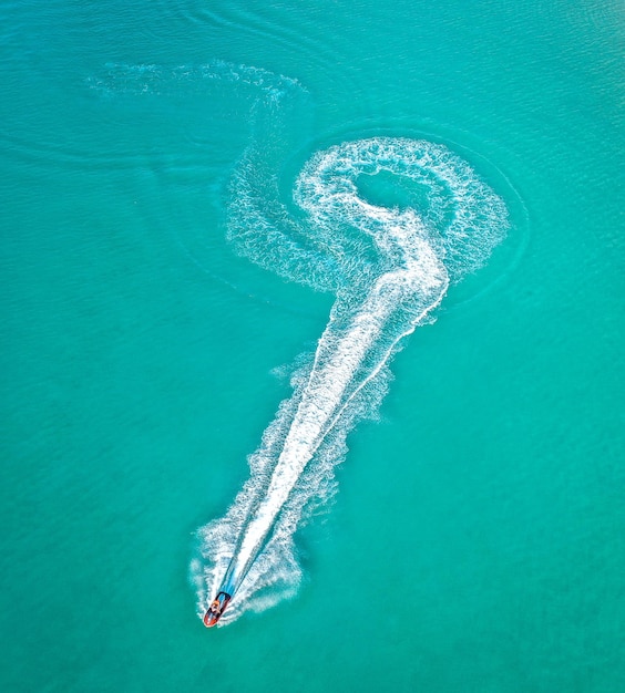 Aerial view of jetski ride in phuket thailand