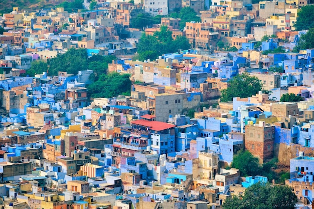 Аэрофотоснимок джодхпур синий город джодпур раджастхан индия