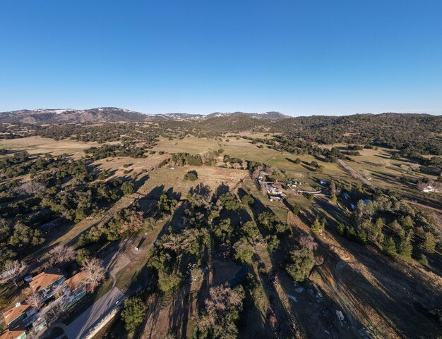 Aerial view of Julian land, historic gold mining town located in east of San Diego