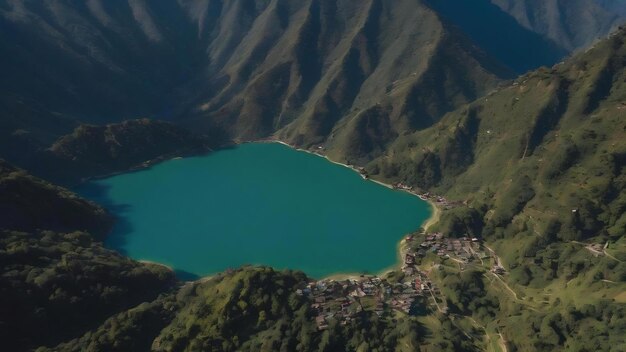 Photo aerial view of kaltal lake in gorkha nepal