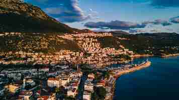 Photo aerial view kas turkey birds eye view of the kas antalya photo was shotted by dji mavic 2