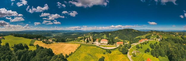 Photo aerial view at kitzeck im sausal in styria on sunny summer day