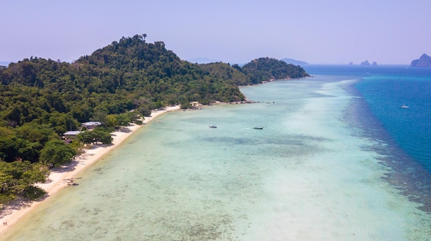 Aerial view of Koh Kradan Trang ThailandThe untouched natural beauty of the beach