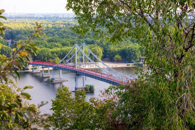 Aerial view of Kyiv bridge