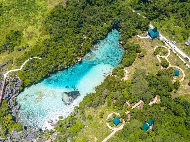 Aerial view of lagoon