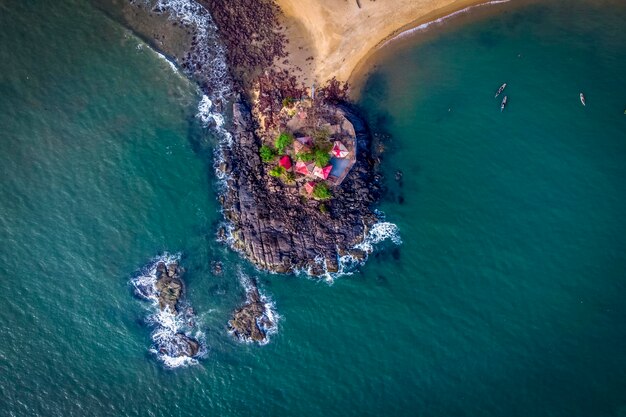 Aerial view of laka beach island fretown