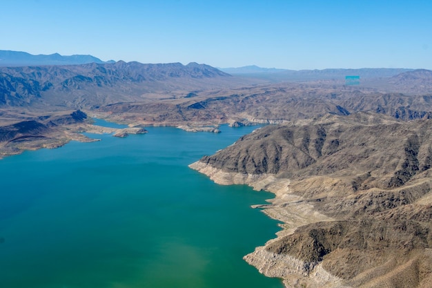 Aerial view of Lake Mead man made lake Arizona USA