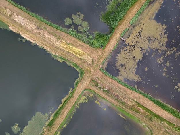 Aerial view over the lakes.