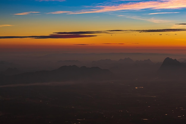 Aerial view landscape from the top of