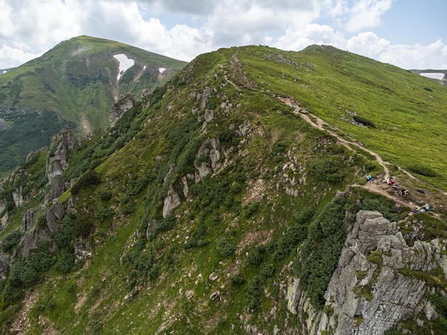 Aerial View Landscape Mountain Tracking tourism trace