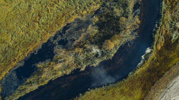 Aerial view of landscape and river