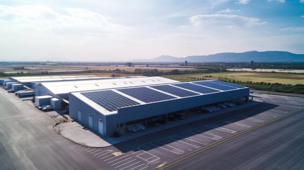 Aerial view of large industrial building