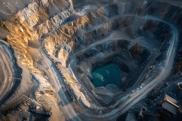 Aerial View of a Large Open Pit