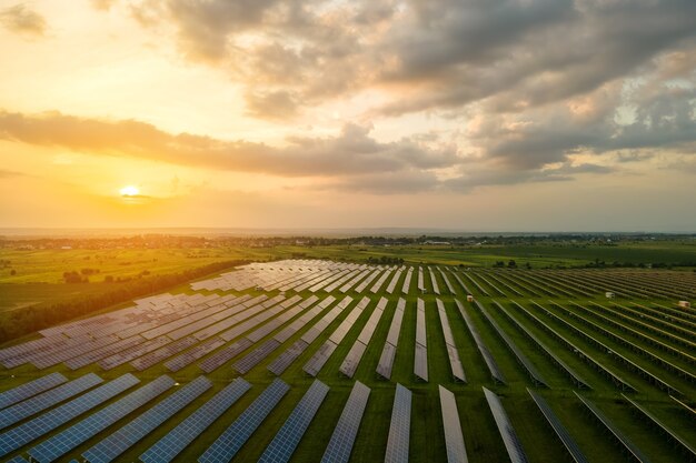 Aerial view of large sustainable electrical power plant