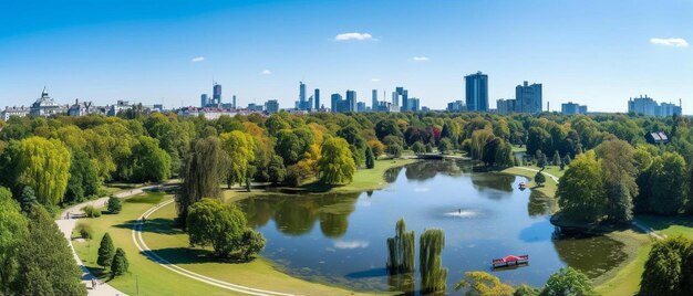 Photo aerial view of lazienki park in warsaw