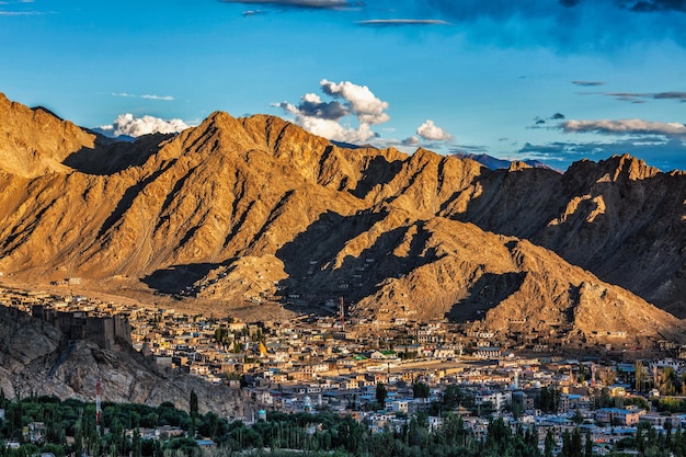 Aerial view of Leh town in Ladakh