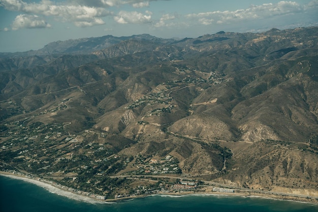 Aerial view of Leo Carrillo State Park and Pacific Coast in Malibu California