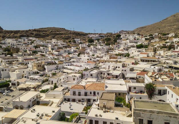 Lindos, Rhodes 섬, 그리스의 항공 보기