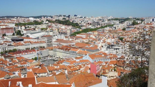 Aerial view of Lisbon view of Alfama Lisbon Portugal