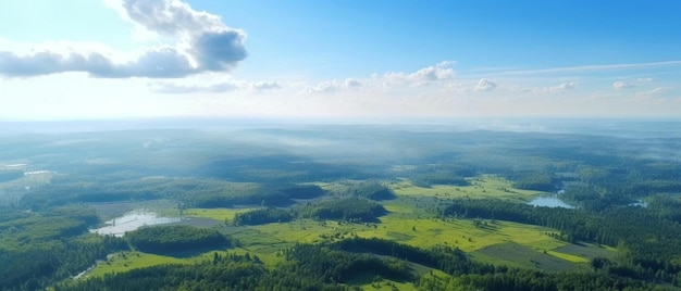 an aerial view of a lush green valley