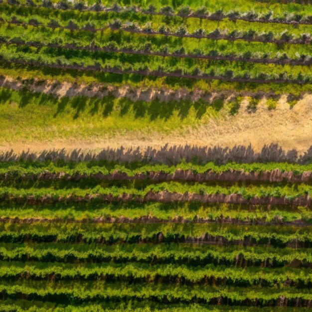 Photo aerial view of lush green vineyard