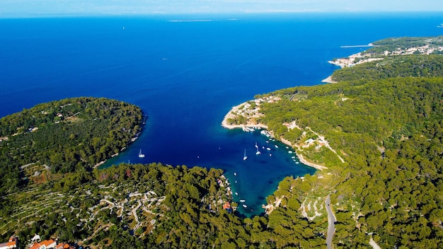 aerial view of Mali Losinj island Cres Croatia