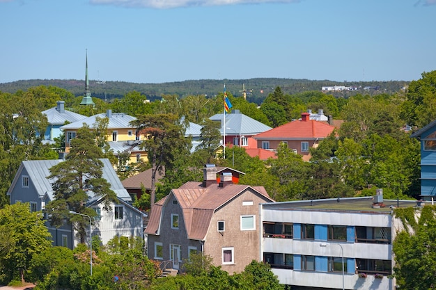 Aerial view of Mariehamn in Aland